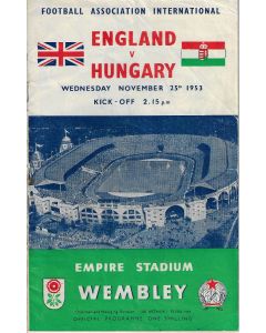 1953 England V Hungary Programme 25/11/1953