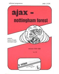 1980 European Cup Semi-Final Ajax v Nottingham Forest official programme 1979-1980