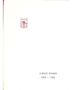 Arsenal - Dinner & Cabaret to The Honorary Stewards of Arsenal FC jubilee 1919-1968 menu with ribbon 10/12/1968