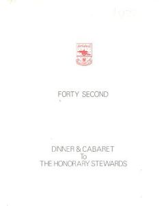 Arsenal - Dinner & Cabaret to The Honorary Stewards of Arsenal FC menu 04/12/1978