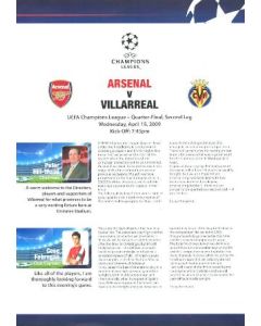 Arsenal v Villarreal Press Pack in English 15/04/2009