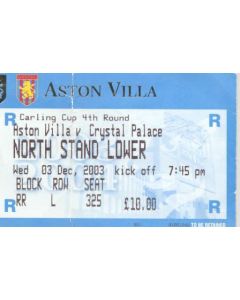Aston Villa v Crystal Palace ticket 03/12/2003