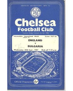 1957 England v Bulgaria At Chelsea official programme 25/09/1957