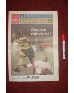 1993 UEFA Cup Semi Final Programme Auxerre v Borussia Dortmund  newspaper issue
