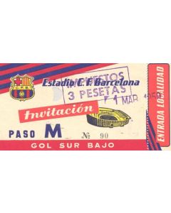 Barcelona unused ticket 01/03/1959