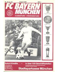 1980 Bayern Munich v Eintracht Frankfurt official programme 09/04/1980 UEFA Cup