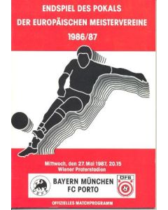1987 European Cup Final Programme Bayern Munich v Porto