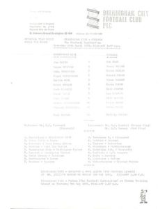 Birmingham City v Chelsea Reserves official teamsheet 30/04/1983 Football Combination