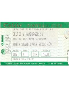 Celtic v Hamburg ticket 10/09/1996 UEFA Cup