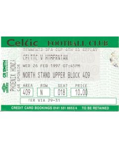 Celtic v Hibernian ticket 26/02/1997 Scottish FA Cup