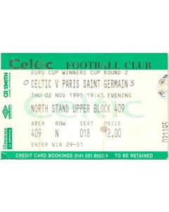 Celtic v Paris Saint-Germain ticket 02/11/1995 Cup Winners Cup