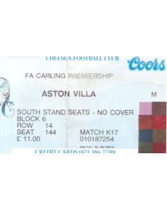 Chelsea v Aston Villa ticket 06/04/1996