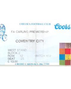 Chelsea v Coventry City ticket 30/08/1995