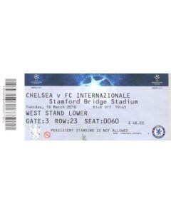 Chelsea v Inter Milan ticket 16/03/2010