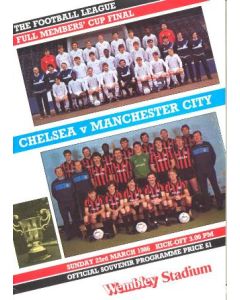 1986 Full Members Cup Final official programme Chelsea v Manchester City 23/03/1986