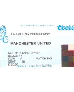 Chelsea v Manchester United ticket 21/10/1995