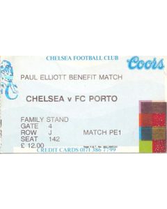 Chelsea v Porto ticket 30/07/1995 Paul Elliott Benefit Match