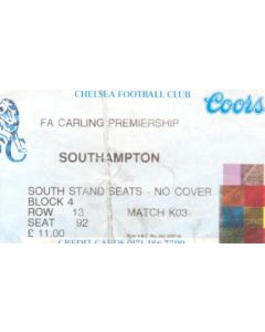 Chelsea v Southampton ticket 16/09/1995
