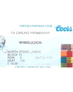 Chelsea v Wimbledon ticket 26/12/1995