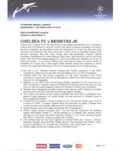Chelsea v Besiktas press pack 01/10/2003 Champions League