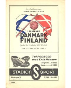 1961 Denmark v Finland official programme 15/10/1961