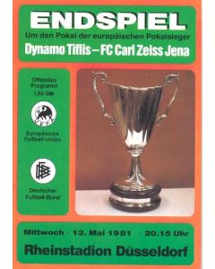 1981 Cup Winners Cup Final Official Programme Carl Zeiss Jena v Dynamo Tbilisi 13/05/1981