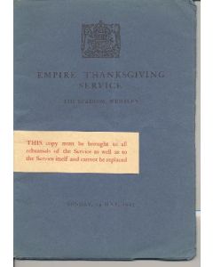 At Wembley - Empire Thanksgiving Service - programme and song book - 24/05/1925