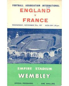 1957 England v France official programme 27/11/1957