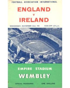 1961 England v Ireland official programme 22/11/1961 F.A. International