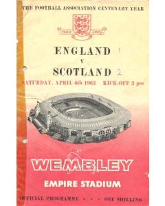 1963 England v Scotland official programme 06/04/1963 taped and hole-punched