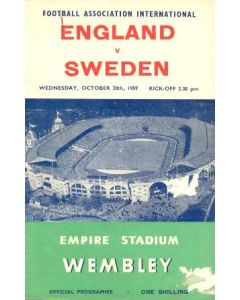 1959 England v Sweden official programme 28/10/1959