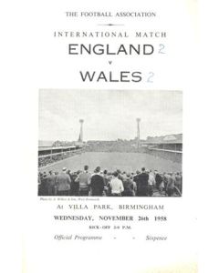 1958 England v Wales official programme 26/11/1958