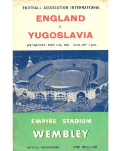 1960 England v Yugoslavia official programme 11/05/1960