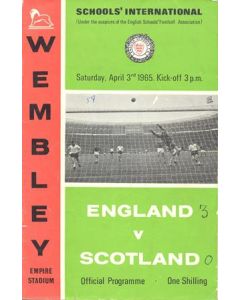 1965 England v Scotland official programme 03/04/1965 youth game, half price