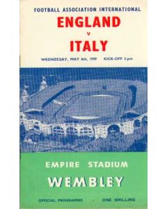 1959 England V Italy Programme 06/05/1959