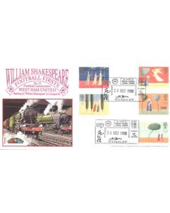 Football Locomotive West Ham United standing by William Shakespeare at Liverpool Street First Day Cover of 28/10/1996