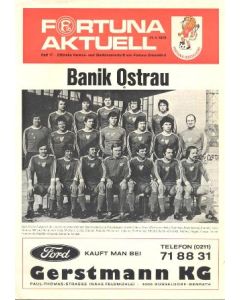 1979 Fortuna Dusseldorf v Banik Ostrava official programme Cup Winners Cup Semi Final 11/04/1979
