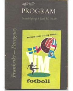 1958 World Cup Programme France v Paraguay