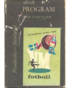 1958 World Cup Programme France v Scotland