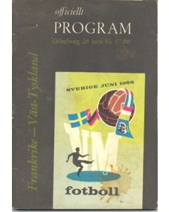 1958 World Cup Programme France v West Germany