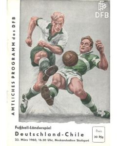 1960 Germany v Chile official programme 23/03/1960 International Match