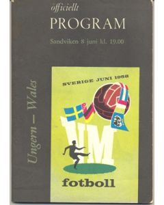 1958 World Cup Programme Hungary v Wales 08/06/1958