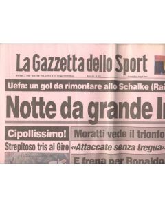 La Gazzetta Dello Sport - Italian newspaper of 21/05/1997, covering the match Inter v Schalke