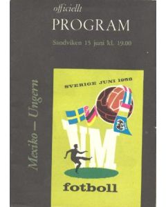 1958 World Cup Programme Mexico v Hungary 15/06/1958