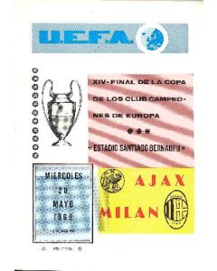 1969 European Cup Final Milan v Ajax official programme 28/05/1969