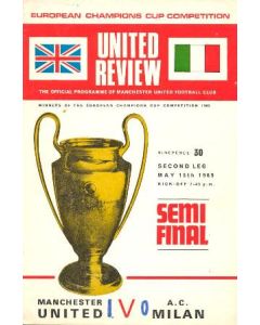 1969 European Cup Semi-Final Manchester United v Milan official programme 15/05/1969