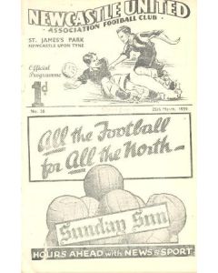 Newcastle v Blackburn Rovers official programme 25/03/1939