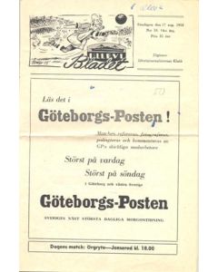 1958 Orgryte v Jonsered (Sweden) official programme 17/08/1958