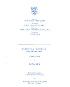 1979 England v Denmark programme of arrangements Royal Box