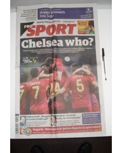 Pro Sport Rumanian newspaper/programme, covering Steaua Bucharest v Chelsea of the day after the match 08/03/2013 UEFA Europa League